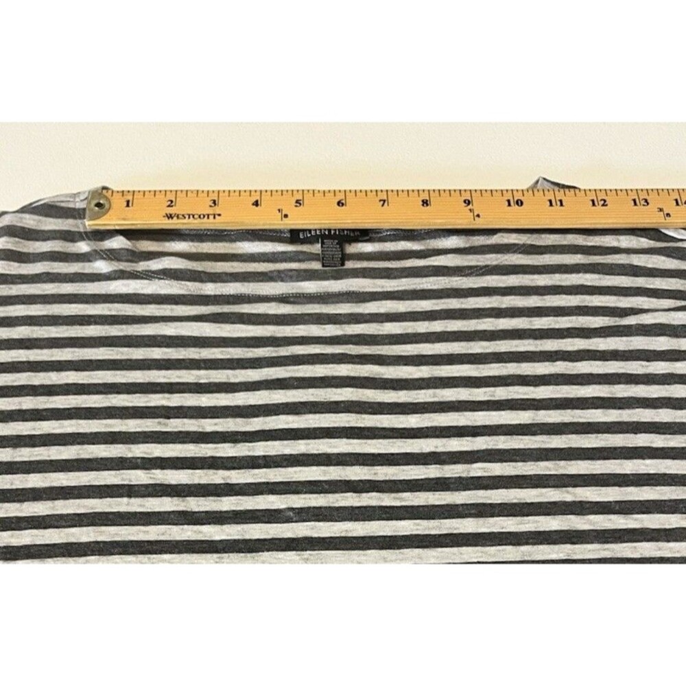 NWT Eileen Fisher Striped Cozy Brushed Terry Round Neck Long Box-Top Size Small - Picture 11 of 16